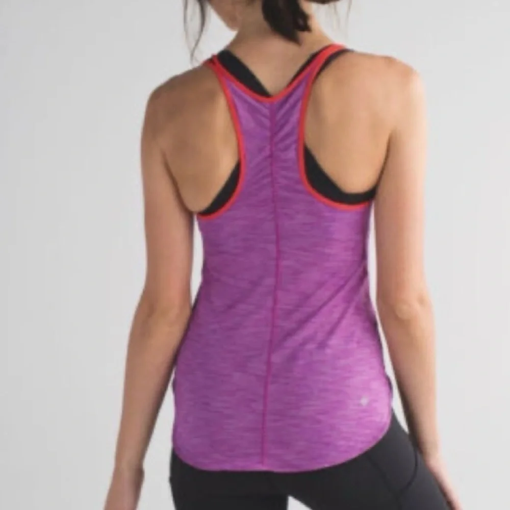 Lululemon What The Sport Singlet Il Tank Heathered Ultra Violet / Alarming Red 6